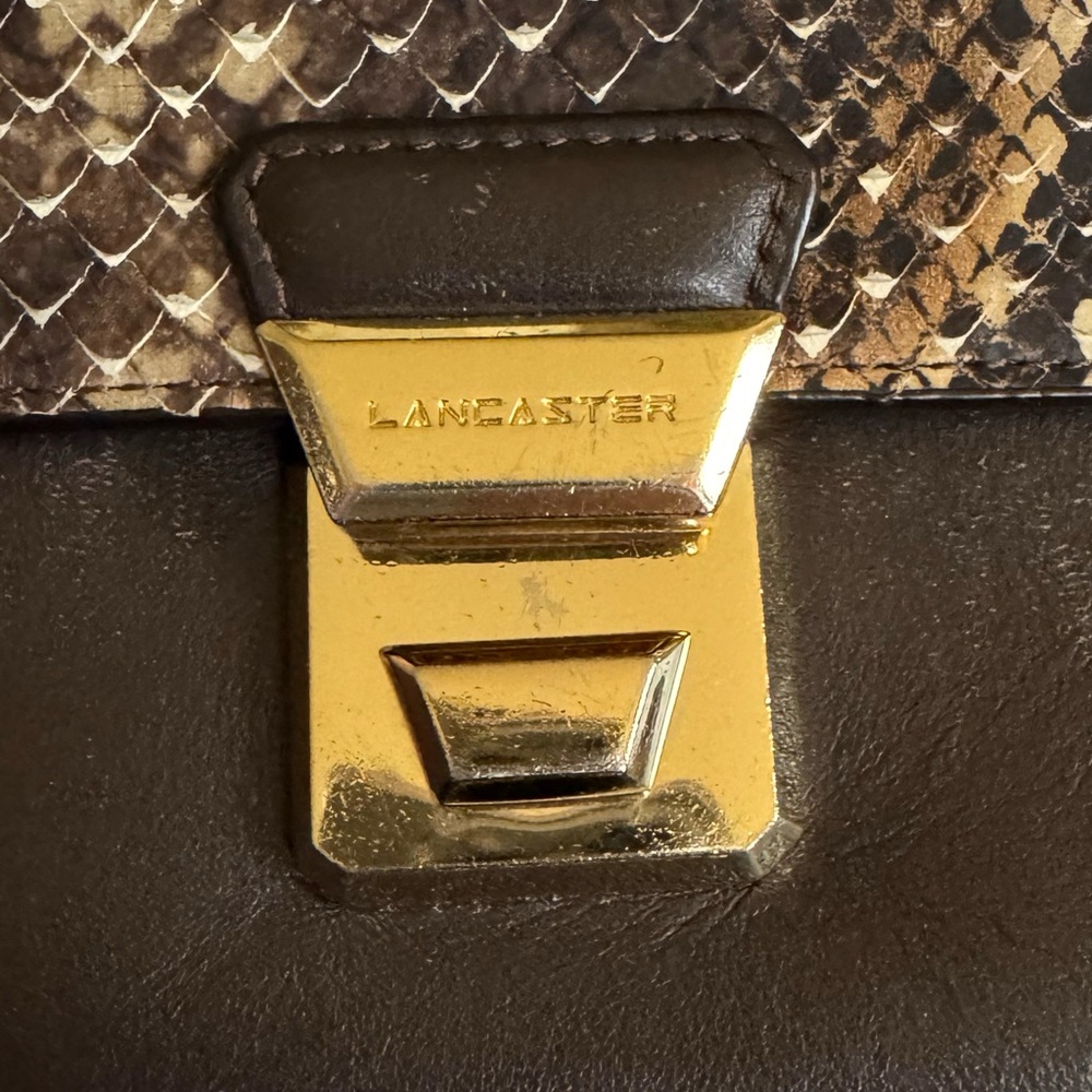 Vintage Lancaster Brown Leather Python Snakeskin … - image 4